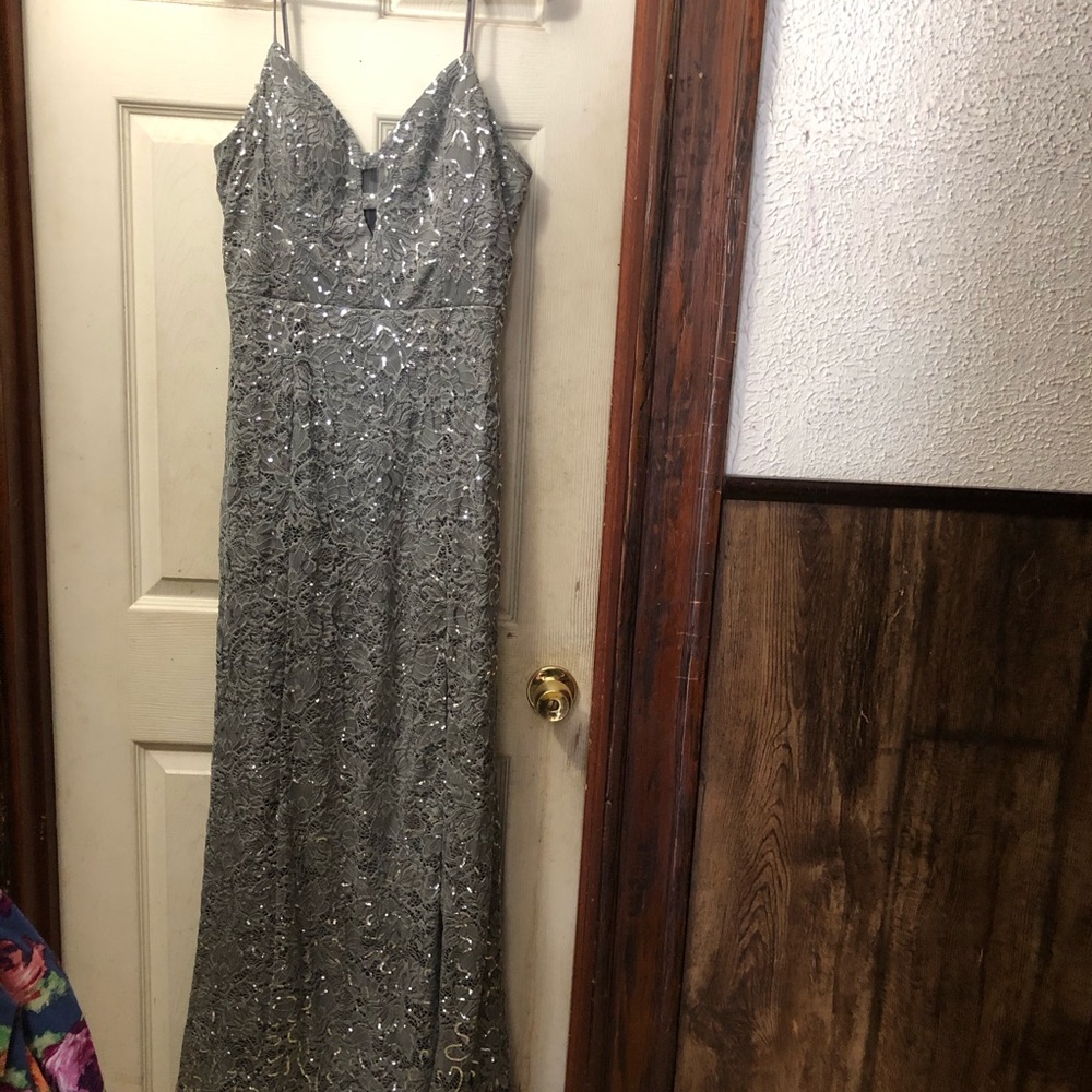 Silver Sequence Prom Dress